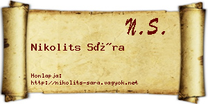 Nikolits Sára névjegykártya